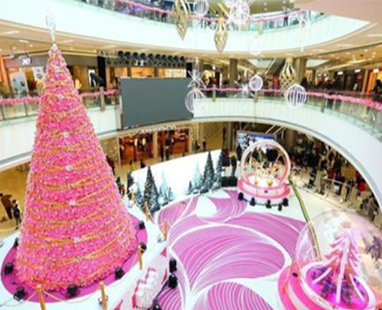 商场美陈：粉红圣诞树