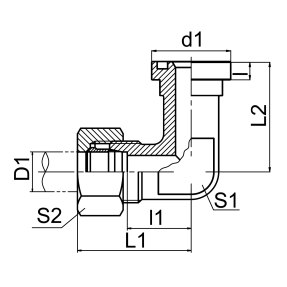 廊坊90°弯公制螺纹卡套式 / 重系列法兰ISO 6162-2 1DFS9
