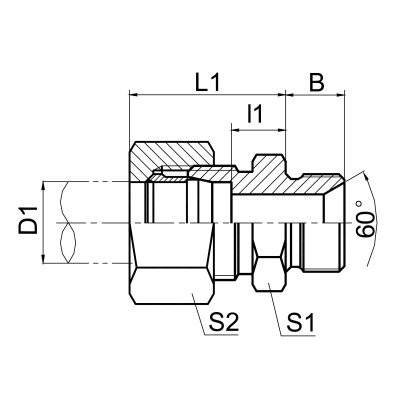 公制螺紋60°錐密封或組合墊密封兩用柱端 1CM/1DM