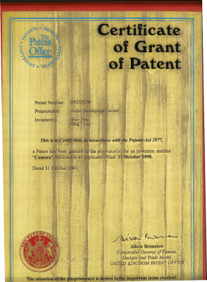 Certificate  of Grant of Patent